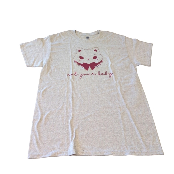 "Not Your Baby" Heather Gray Heavy Cotton T-shirt Size Large - Picture 1 of 3